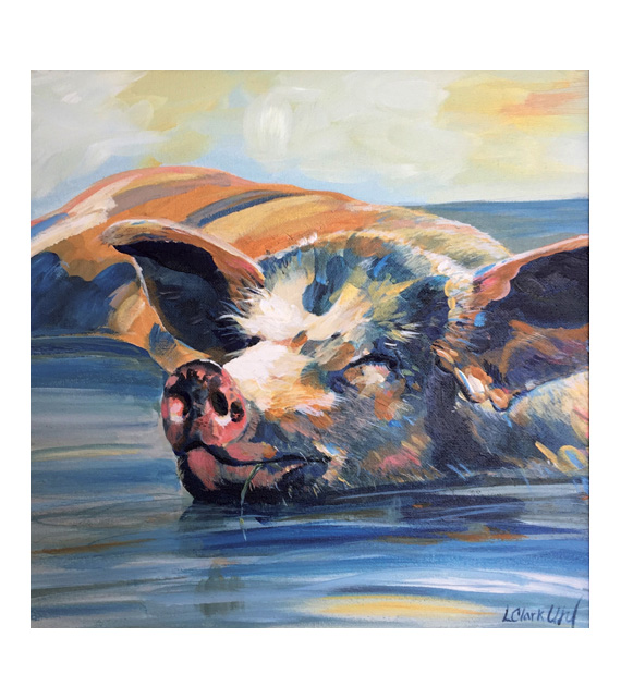 Happy pig acrylica painting on canvas